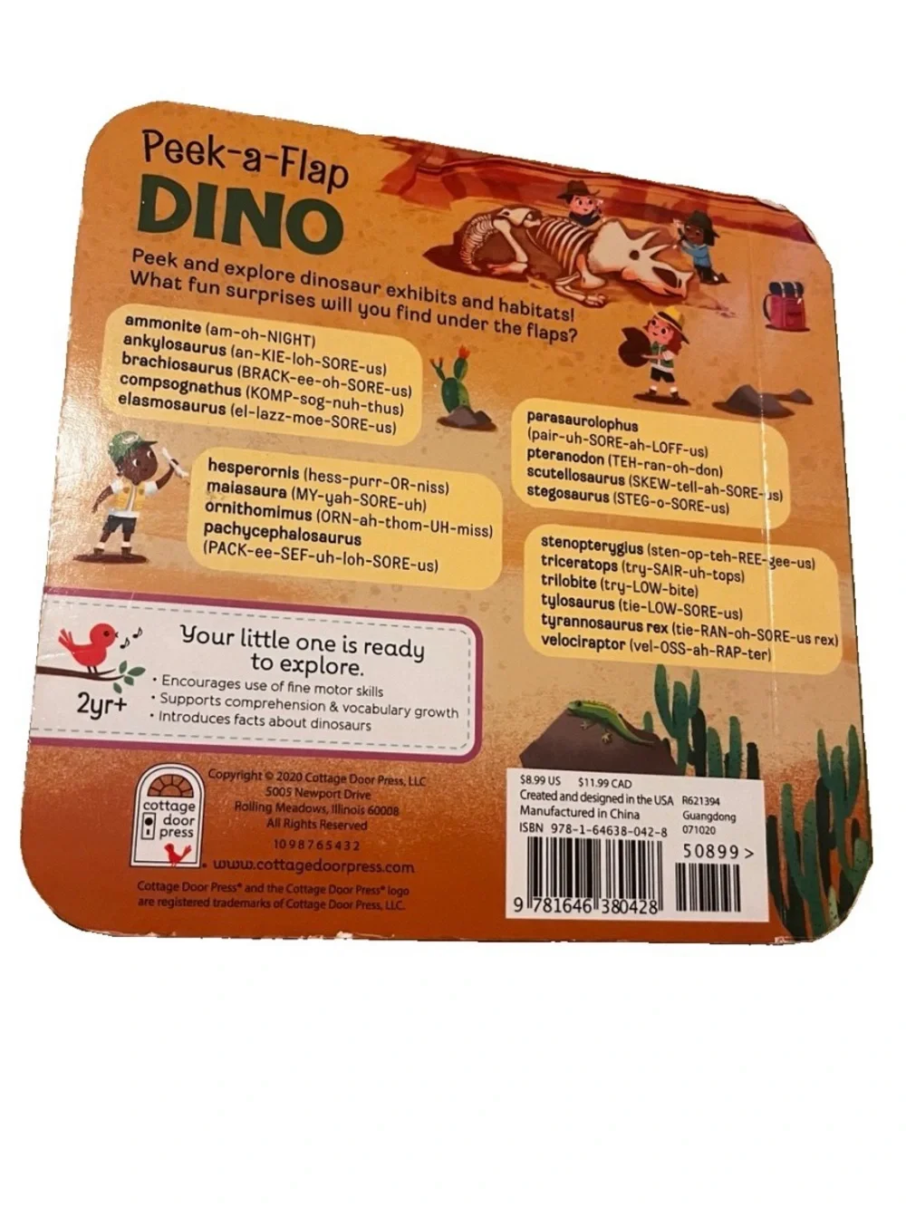 Peek-a-Flap DINO Lift-the-Flap Children's Board Book Jaye Garnett Dinosaur Toy
